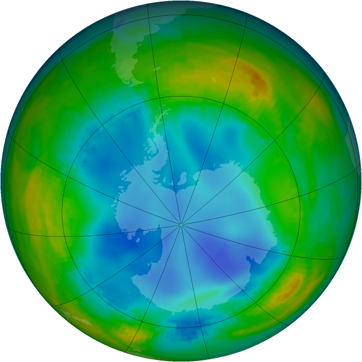 Antarctic ozone map for 17 July 2001